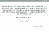 RECURSO DE RECONSIDERACIÓN EN CONTRA DE LA RESOLUCIÓN OSINERGMIN N° 054 - 2013 OS/CD FIJACIÓN DE PEAJES Y COMPENSACIONES PARA LOS SISTEMAS SECUNDARIOS.