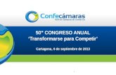 1 50° CONGRESO ANUAL Transformarse para Competir Cartagena, 6 de septiembre de 2013.