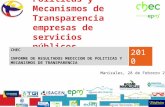 Políticas y Mecanismos de Transparencia empresas de servicios públicos 2010 CHEC INFORME DE RESULTADOS MEDICION DE POLITICAS Y MECANISMOS DE TRANSPARENCIA.