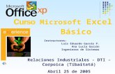 Microsoft Excel Básico Relaciones Industriales - DTI – Corpoica (Tibaitatá) Abril 25 de 2005 Instructores: Luis Eduardo Garcés P. Ana Lucia Garzón Ingenieros.