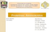 Proteínas: Aminoácidos Bachilleres: Obregón, Rixiel. C.I: 20.895.975 Ochoa, Benjamín. C.I: 21.272.295 Odreman, Andrea. C.I: 21.100.425 Universidad de Carabobo.