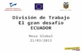 División de Trabajo El gran desafío ECUADOR Mesa Global 21/03/2013 REPÚBLICA DEL ECUADOR.