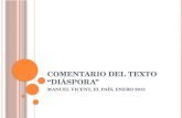 COMENTARIO DEL TEXTO “DIÁSPORA” MANUEL VICENT, EL PAÍS, ENERO 2013.