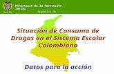 Ministerio de la Protección Social República de Colombia Situación de Consumo de Drogas en el Sistema Escolar Colombiano Datos para la acción Situación.