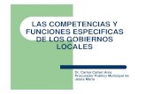 Las Competencias y Funciones Específicas de los Gobiernos Locales