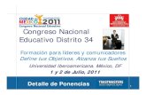 Congreso nacional educativo  2011. Invitación. Aulas. Ponencias. Ubicación y Servicios.