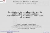 Criterios de evaluación de la actividad investigadora Humanidades y Ciencias Sociales en España