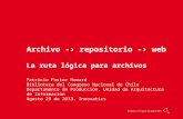 Archivo -› repositorio -› web : la ruta lógica para archivos por Patricio Pastor (Biblioteca del Congreso Nacional de Chile)