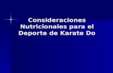Consideraciones Nutricionales Para El Deporte de Karate
