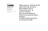 Modelo HACCP general para productos cárnicos y avícolas procesados térmicamente, bajo esterilización comercial
