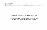 nrf-027-pemex-2001 ESPÁRRAGOS Y TORNILLOS DE ACERO DE ALEACIÓN Y ACERO INOXIDABLE PARA SERVICIOS DE ALTA Y BAJA TEMPERATURA