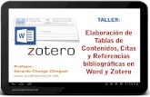 Taller: Elaboración de tablas de contenidos, citas y referencias bibliográficas