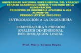 Temperatura, presión, análisis dimensional e interpolación