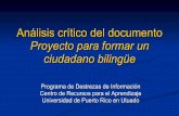Análisis crítico del documento Proyecto para formar un ciudadano bilingüe.