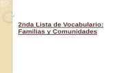 2nda lista de vocabulario familias y comunidades