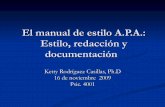 El Manual  A.P.A. Estilo, RedaccióN Y DocumentacióN