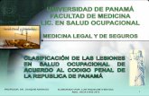 CLASIFICACIÓN DE LAS LESIONES EN SALUD OCUPACIONAL DE ACUERDO AL CÓDIGO PENAL DE LA REPÚBLICA DE PANAMÁ