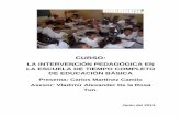 LA INTERVENCIÓN PEDAGÓGICA EN LA ESCUELA DE TIEMPO COMPLETO DE EDUCACIÓN BÁSICA.