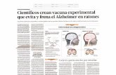 CIENTÍFICOS CREAN VACUNA EXPERIMENTAL QUE EVITA Y FRENA EL ALZHEIMER EN RATONES