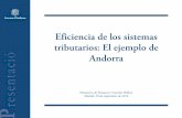 Eficiencia de los sistemas tributarios: El ejemplo de Andorra / Ministerio de Finanzas y Función Pública. Govern d'Andorra.