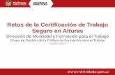 Retos de la Certificación de Trabajo. Seguro en Alturas / Ministerio de Trabajo (Colombia)