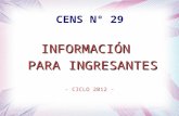 Información para Ingresantes al CENS 29