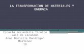 La transformacion de materiales y energia