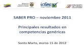Saber Pro Principales Resultados en Competencias Genericas 2011