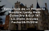 Estructura de un Proyecto Nombre: Leidy Melo Curso:3ro B.G.U "A" Lic.Stalin Anzules  Fecha:26/11/2014   Fecha