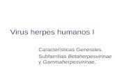 Virus herpes humanos I Características Generales. Subfamilias Betaherpesvirinae y Gammaherpesvirinae.