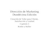 Dirección de Marketing Duodécima Edición Creación de Valor para Cliente, Satisfacción y Lealtad Capítulo 5 Kotler y Keller.
