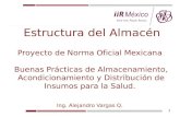 Estructura del Almacén Proyecto de Norma Oficial Mexicana Buenas Prácticas de Almacenamiento, Acondicionamiento y Distribución de Insumos para la Salud.