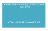 INTERPRETACIÓN DE LA NORMA ISO 9001-2008 MTRA. LUCÍA REYES MARTÍNEZ INTERPRETACIÓN DE LA NORMA ISO 9001-2008 MTRA. LUCÍA REYES MARTÍNEZ.