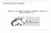 CONFECCION DE MINUTA MINUTA DE CONSTITUCION DE EMPRESA TEXTILES Y MODAS KAMARO SAC.