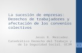 La sucesión de empresas: Derechos de trabajadores y afectación de los convenios colectivos Jesús R. Mercader. Catedrático Derecho del Trabajo y de la Seguridad.