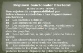 Régimen Sancionador Electoral (Libro octavo LGIPE ) Son sujetos de responsabilidad por infracciones cometidas a las disposiciones electorales a) Los partidos.