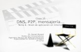 Clase 25 DNS, P2P, mensajería… Tema 6.- Nivel de aplicación en Internet Dr. Daniel Morató Redes de Computadores Ingeniero Técnico de Telecomunicación Especialidad.