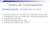 Redes de Computadores Conferencia:01 “Introducción al curso”  Componentes de una Red de Telecomunicaciones  Clasificación de las Redes de Telecomunicaciones.