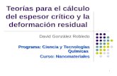 1 Teorías para el cálculo del espesor crítico y la deformación residual David González Robledo Programa: Ciencia y Tecnologías Químicas Curso: Nanomateriales.