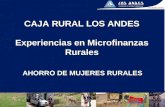 CAJA RURAL LOS ANDES Experiencias en Microfinanzas Rurales AHORRO DE MUJERES RURALES.