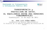 1 Diplomado en Transparencia e Información Pública 2011 TRANSPARENCIA y PROTECCION DE DATOS. EL EQUILIBRIO ENTRE DOS DERECHOS FUNDAMENTALES Guadalajara.