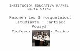 INSTITUCION EDUCATIVA RAFAEL NAVIA VARON Resumen los 3 mosqueteros: Estudiante : Santiago Popayán Profesor : Andres Marino.