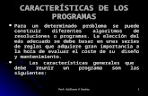 Prof: Guillermo A Sanchez1 CARACTERÍSTICAS DE LOS PROGRAMAS Para un determinado problema se puede construir diferentes algoritmos de resoluciones o programas.