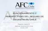 FUNCIONAMIENTO Y PERSPECTIVAS DEL SEGURO DE CESANTIA EN CHILE Patricio Calvo E. Gerente General AFC Chile Octubre 2004.