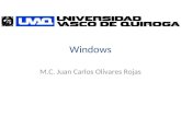 Windows M.C. Juan Carlos Olivares Rojas. Temario 6.1 Definición y conceptos básicos 6.2 Fundamentos 6.2.1 El escritorio 6.2.2 Las ventanas 6.2.3 Los iconos.