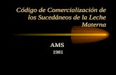 Código de Comercialización de los Sucedáneos de la Leche Materna AMS 1981.