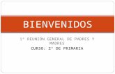 1ª REUNIÓN GENERAL DE PADRES Y MADRES CURSO: 2º DE PRIMARIA BIENVENIDOS.