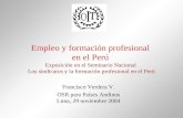 Empleo y formación profesional en el Perú Exposición en el Seminario Nacional Los sindicatos y la formación profesional en el Perú Francisco Verdera V.