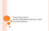NATURALEZA ELECTROMAGNETICA DE LA MATERIA. RADIACIÓN ELECTROMAGNÉTICA Es la emisión y transmisión de energía en forma de ondas electromagnéticas, las.