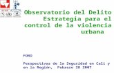 Observatorio del Delito Estrategia para el control de la violencia urbana FORO Perspectivas de la Seguridad en Cali y en la Región, Febrero 28 2007.